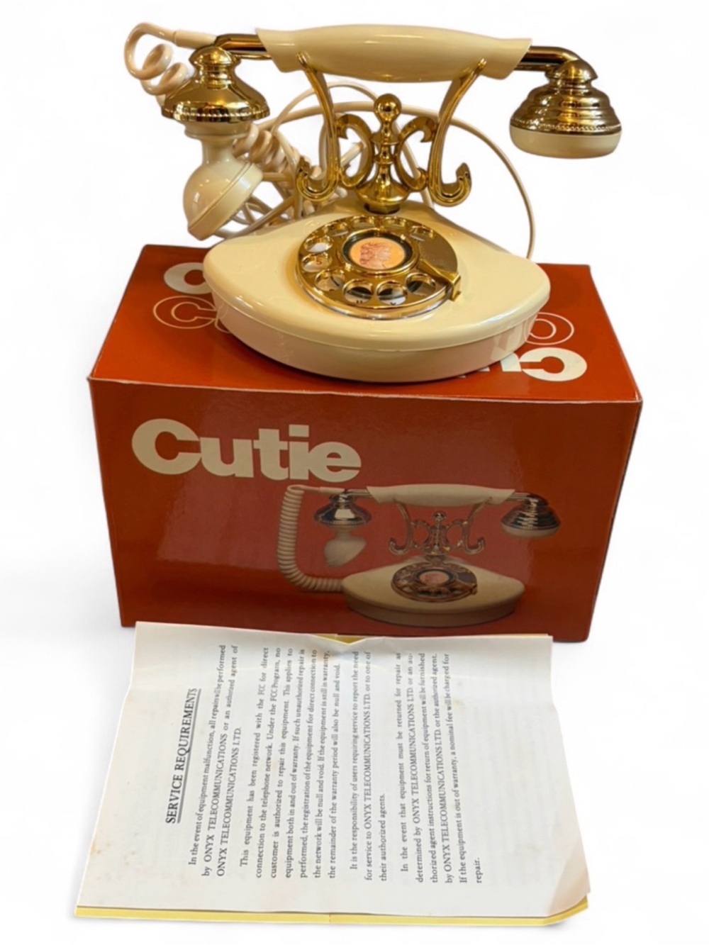 Vintage 1979 Onyx Cutie Ivory Rotary Dial Telephone Phone Original Box Pamphlet